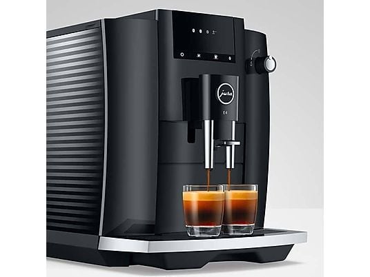 JURA E4 Kaffeevollautomat in Piano Black mit verchromten Akzenten