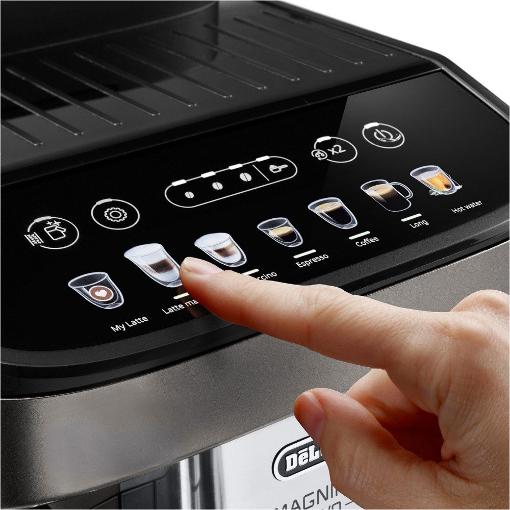 De'Longhi Magnifica Evo Kaffeevollautomat mit farbigem Bedienfeld und Latte Crema System