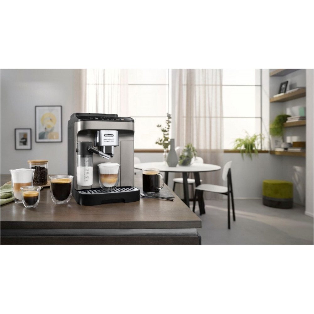 De'Longhi Magnifica Evo Kaffeevollautomat mit farbigem Bedienfeld und Latte Crema System