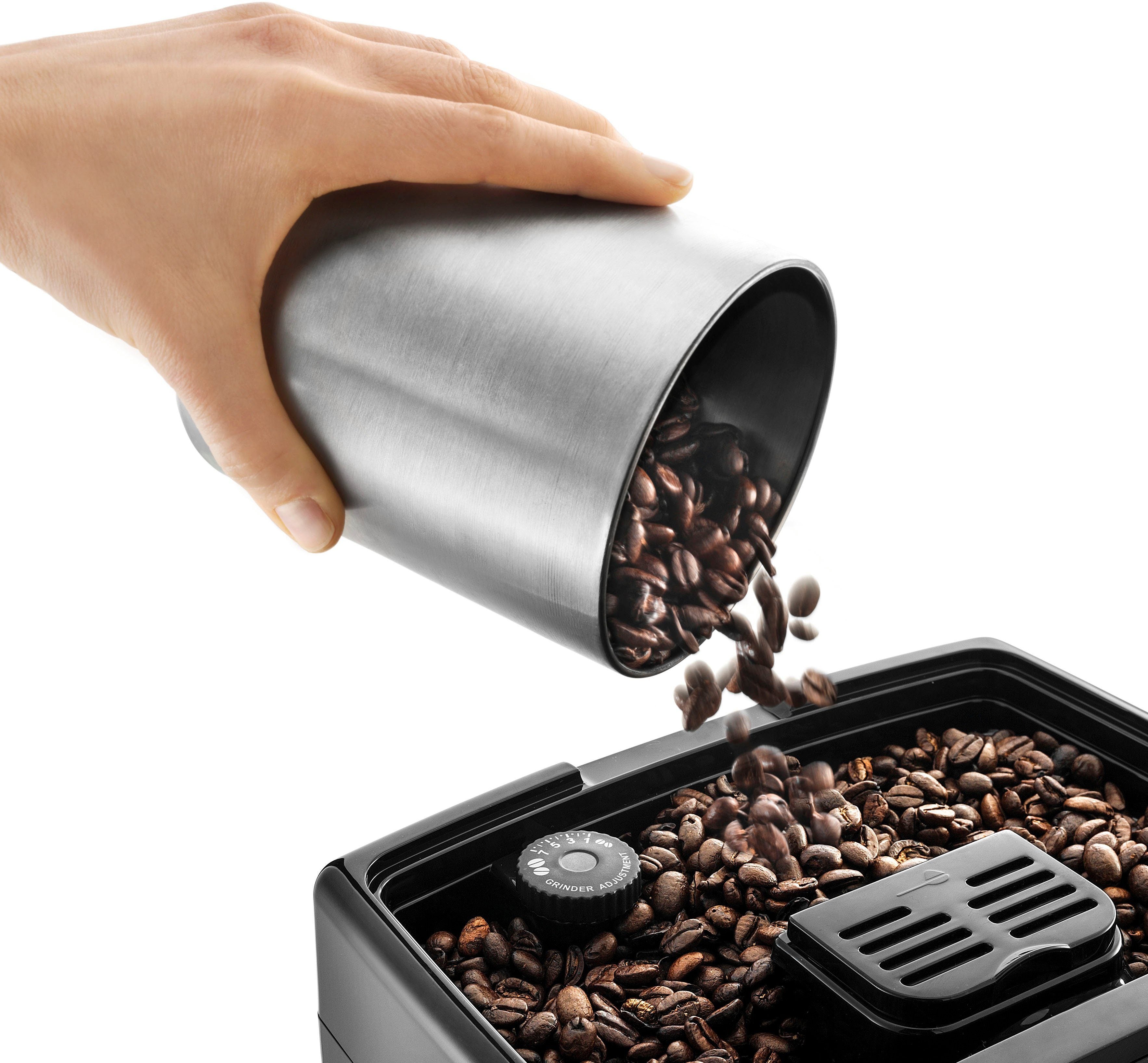 De'Longhi Dinamica ECAM 350.35.SB Kaffeevollautomat in Edelstahlfarben mit Direktwahltasten