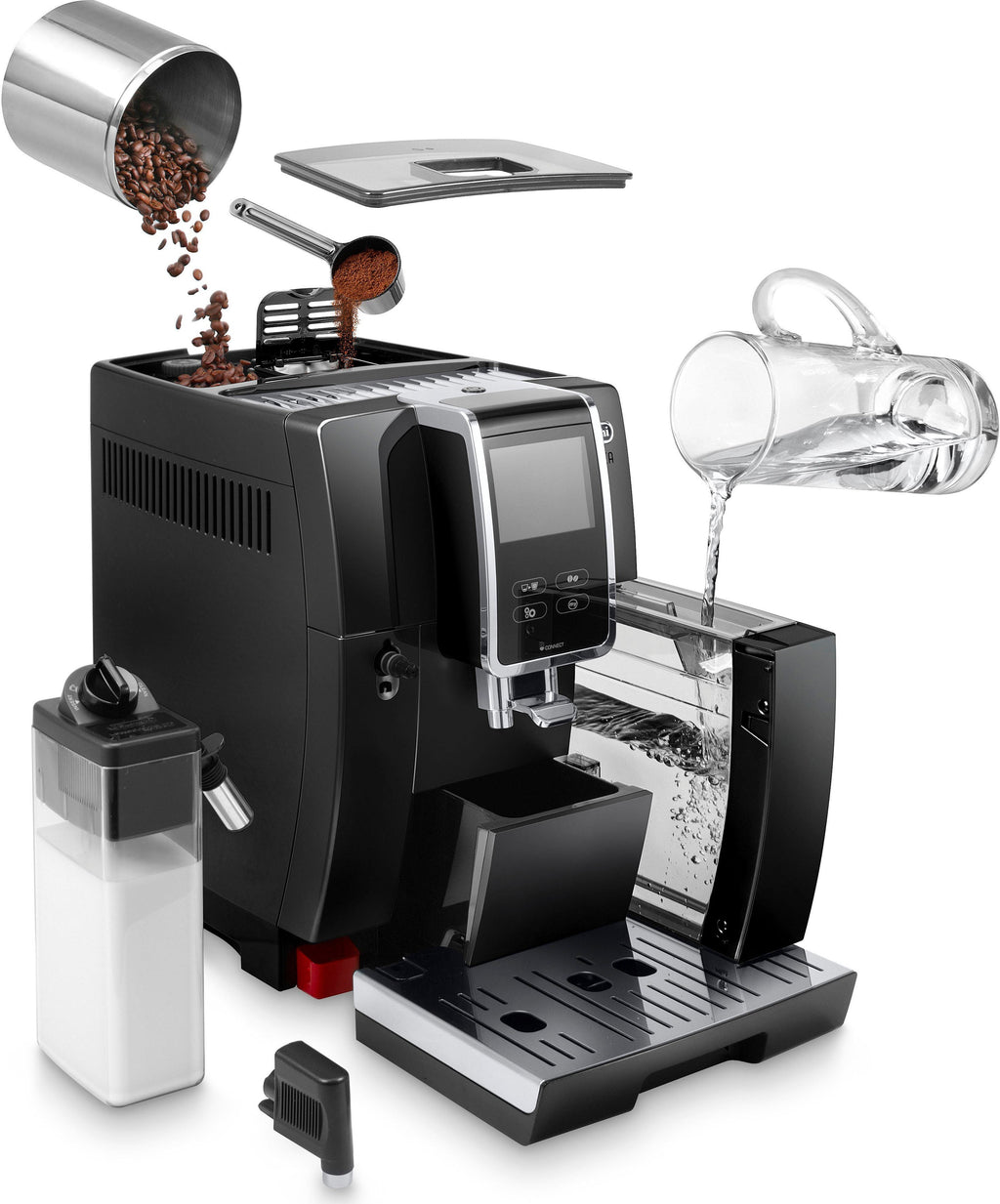 De'Longhi Dinamica Plus ECAM370.70.B Kaffeevollautomat in Schwarz mit TFT-Touchscreen