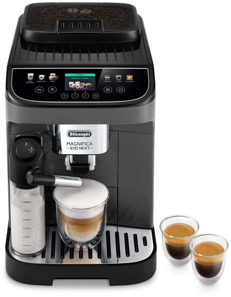 De'Longhi Magnifica Evo Next Kaffeevollautomat in Grau mit 2,4-Zoll Touch-Display