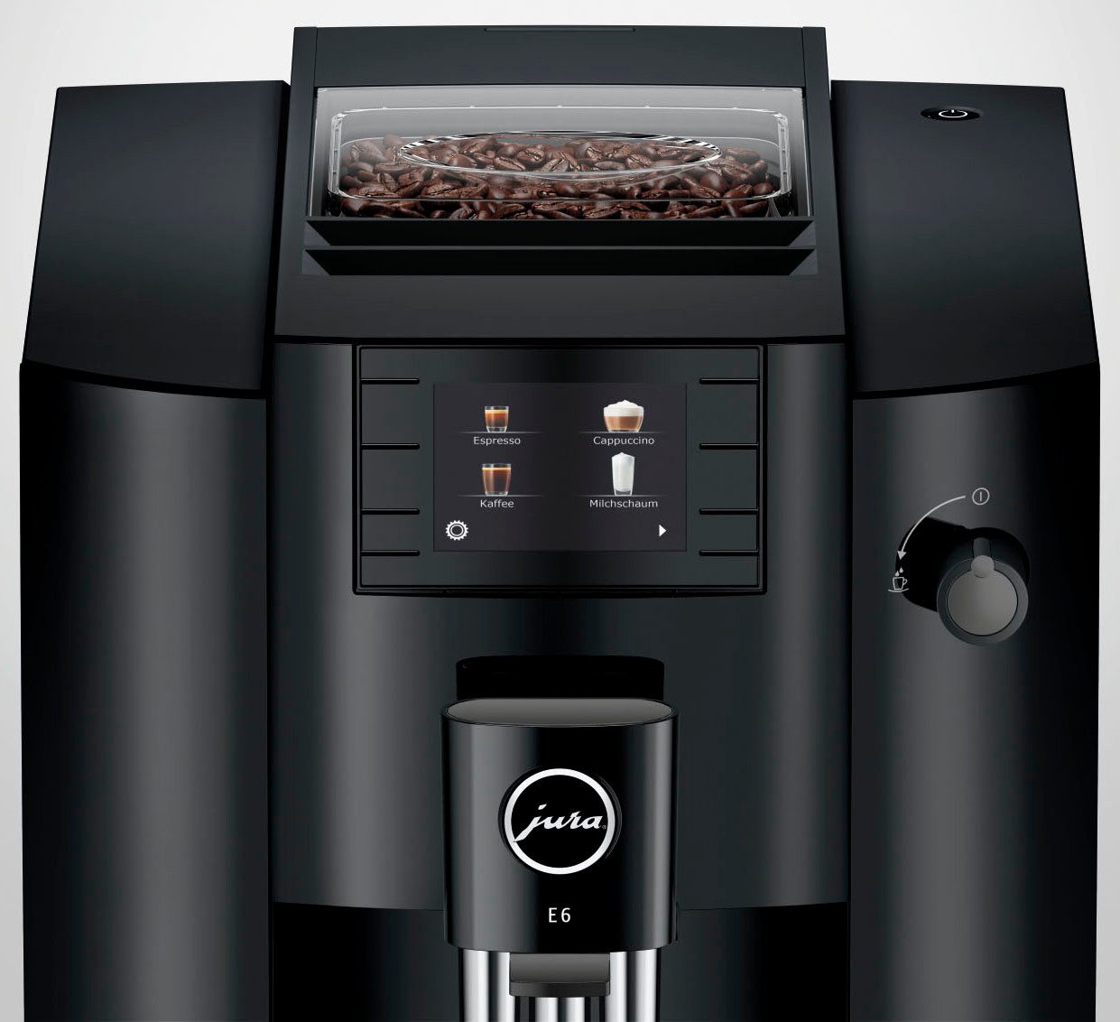 JURA E6 Kaffeevollautomat Full Black Edition mit TFT-Farbdisplay und Milchschaumsystem