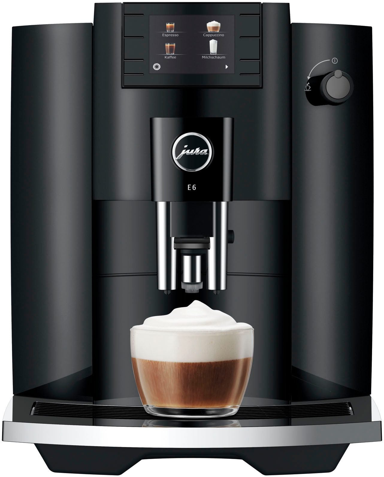 JURA E6 Kaffeevollautomat Full Black Edition mit TFT-Farbdisplay und Milchschaumsystem