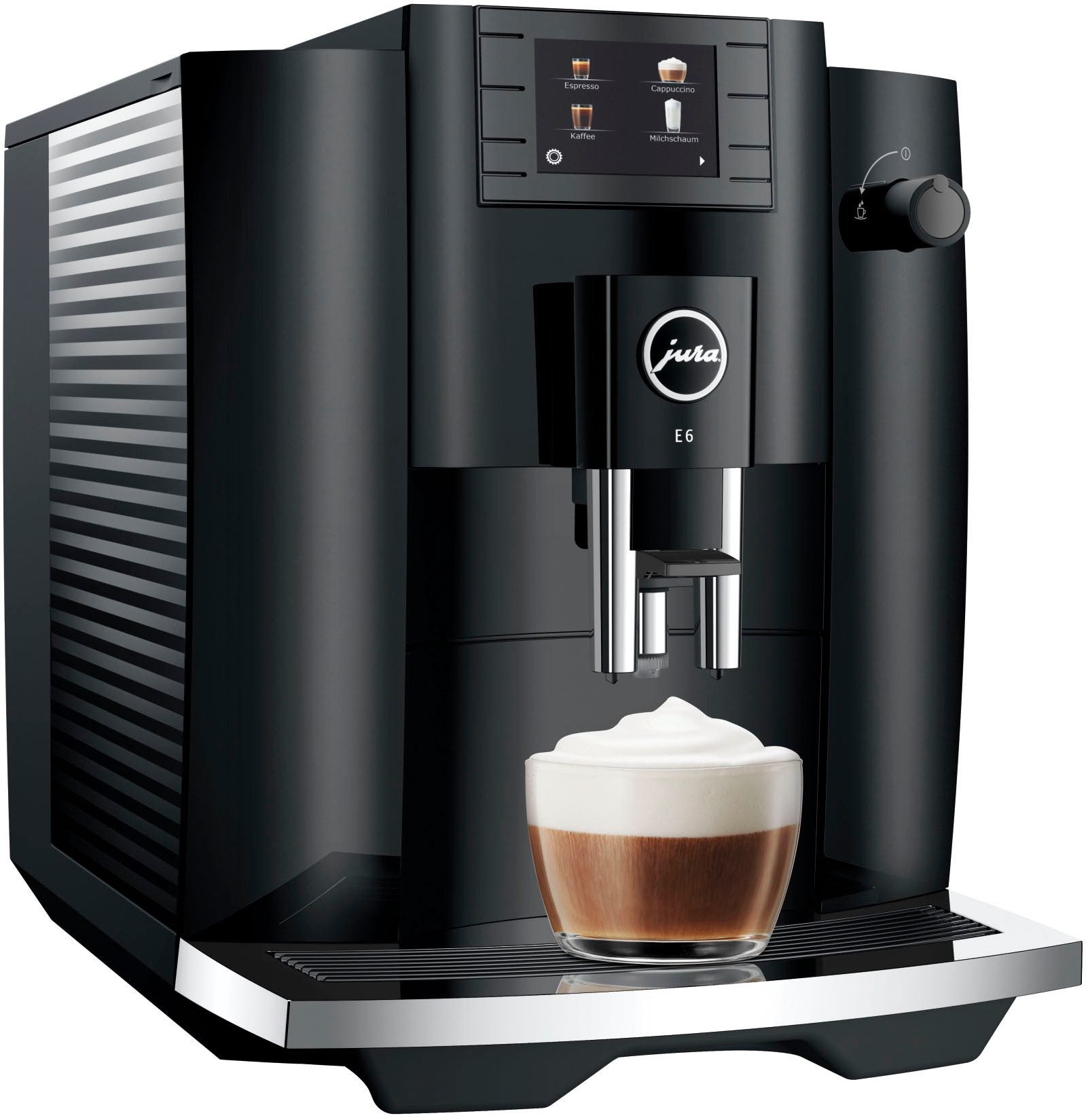 JURA E6 Kaffeevollautomat Full Black Edition mit TFT-Farbdisplay und Milchschaumsystem