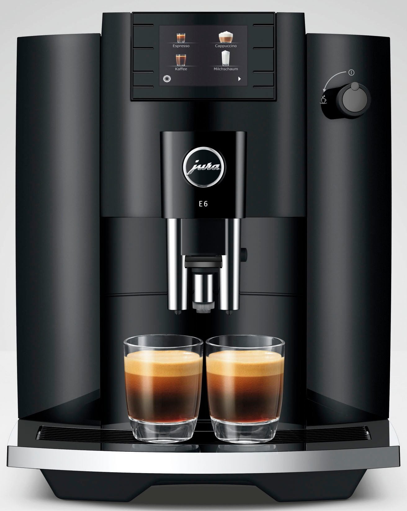 JURA E6 Kaffeevollautomat Full Black Edition mit TFT-Farbdisplay und Milchschaumsystem