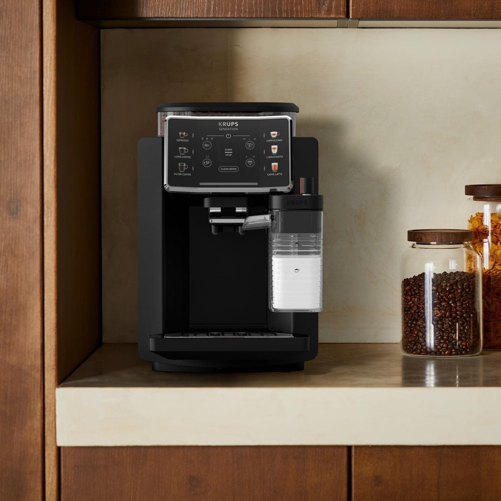 Krups EA9128D Kaffeevollautomat in Graphite/Schwarz mit Milk Maestro Technologie