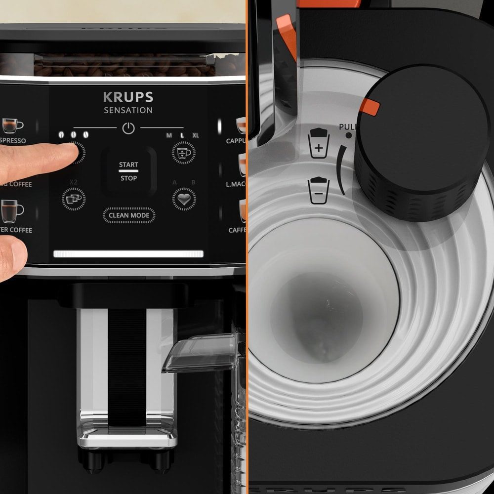 Krups EA9128D Kaffeevollautomat in Graphite/Schwarz mit Milk Maestro Technologie