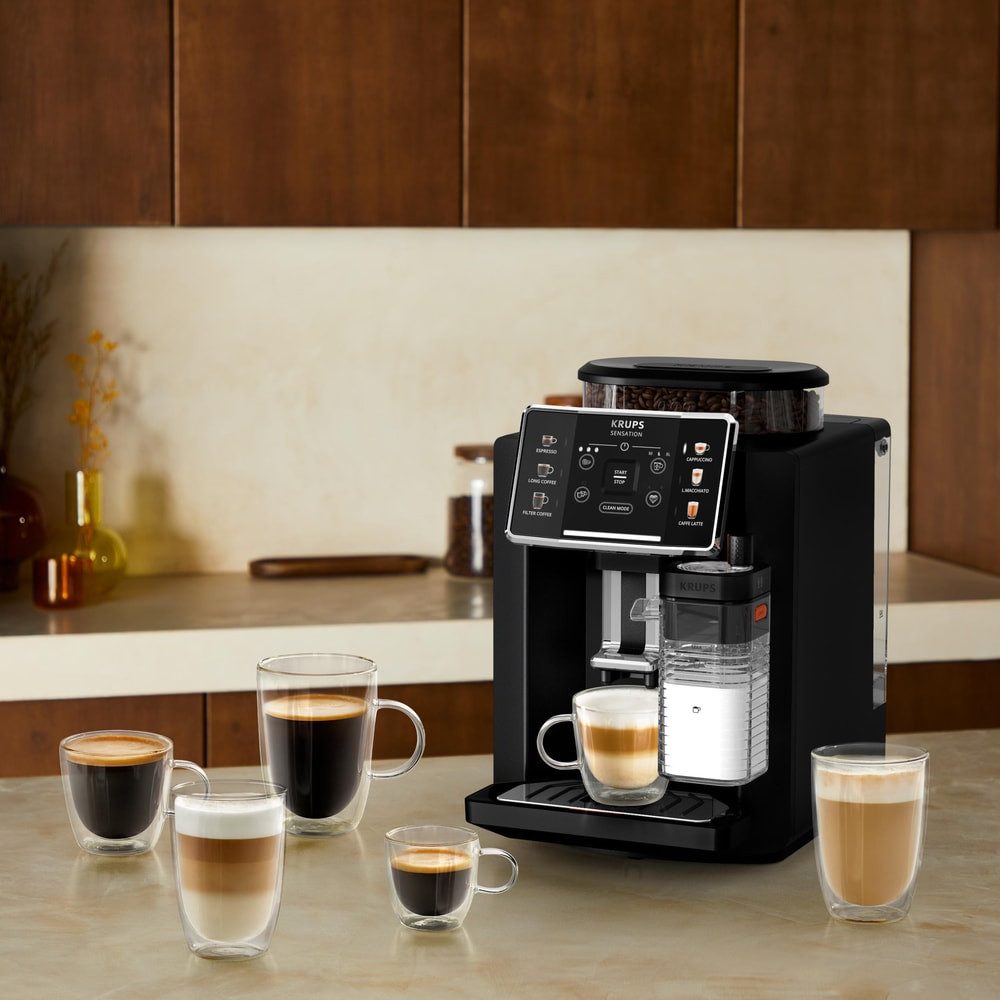 Krups EA9128D Kaffeevollautomat in Graphite/Schwarz mit Milk Maestro Technologie