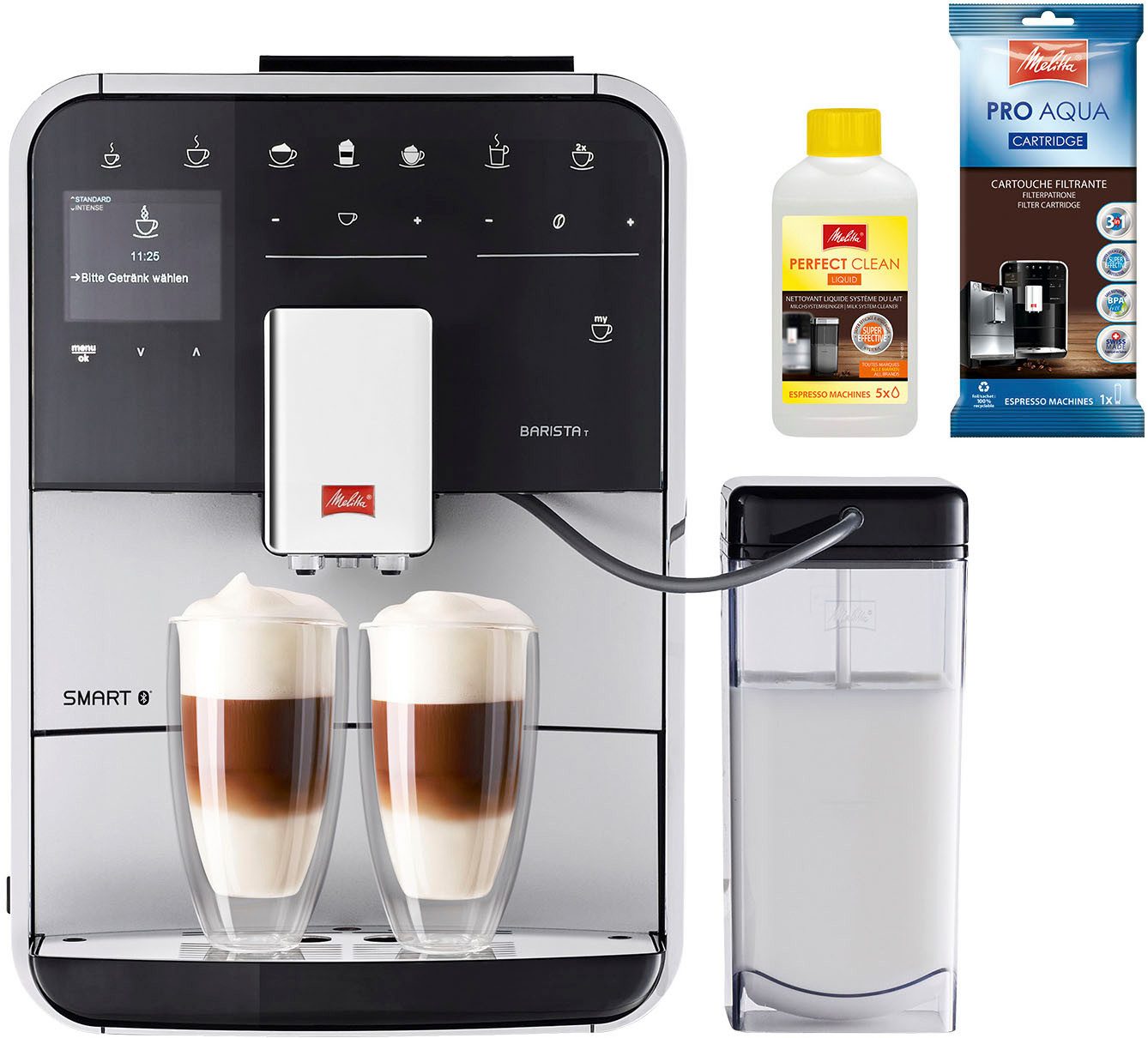 Melitta Barista T Smart F830-101 Kaffeevollautomat silberfarben mit TFT-Display
