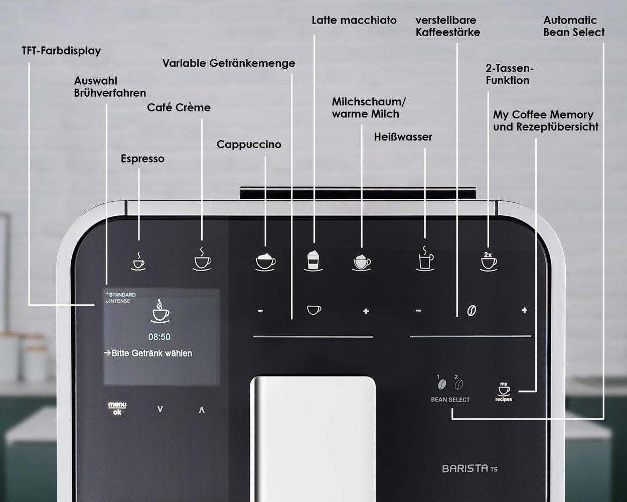 Melitta F85/0-101 Kaffeevollautomat mit TFT-Farbdisplay und Touch-Bedienung