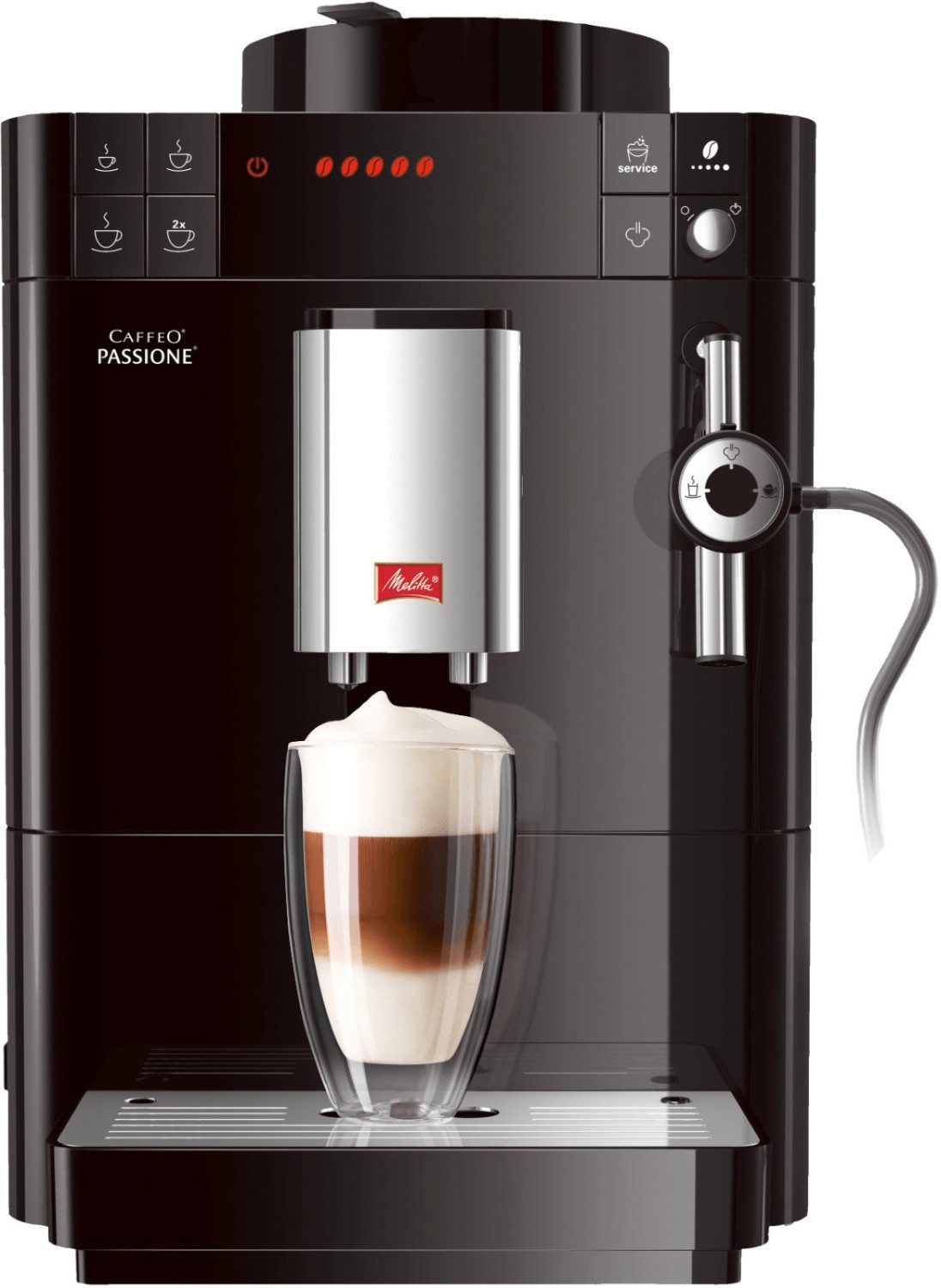 Melitta Passione Kaffeevollautomat in schwarzem Design mit Direktbezugstasten