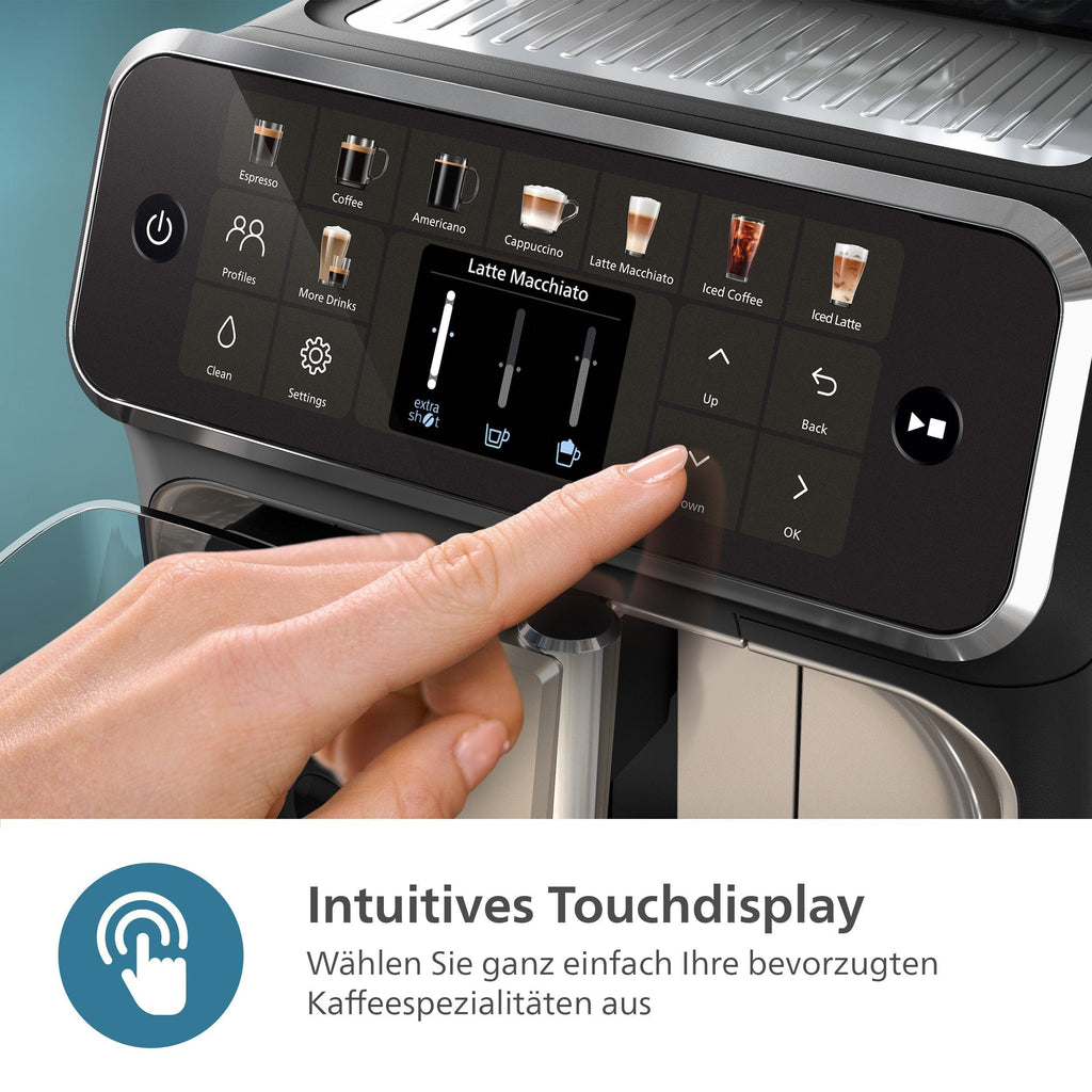 Philips EP5547/90 Kaffeevollautomat in Chrom-Weiß mit LatteGo Milchsystem und Eco-Einstellungen