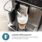 Philips EP5547/90 Kaffeevollautomat in Chrom-Weiß mit LatteGo Milchsystem und Eco-Einstellungen