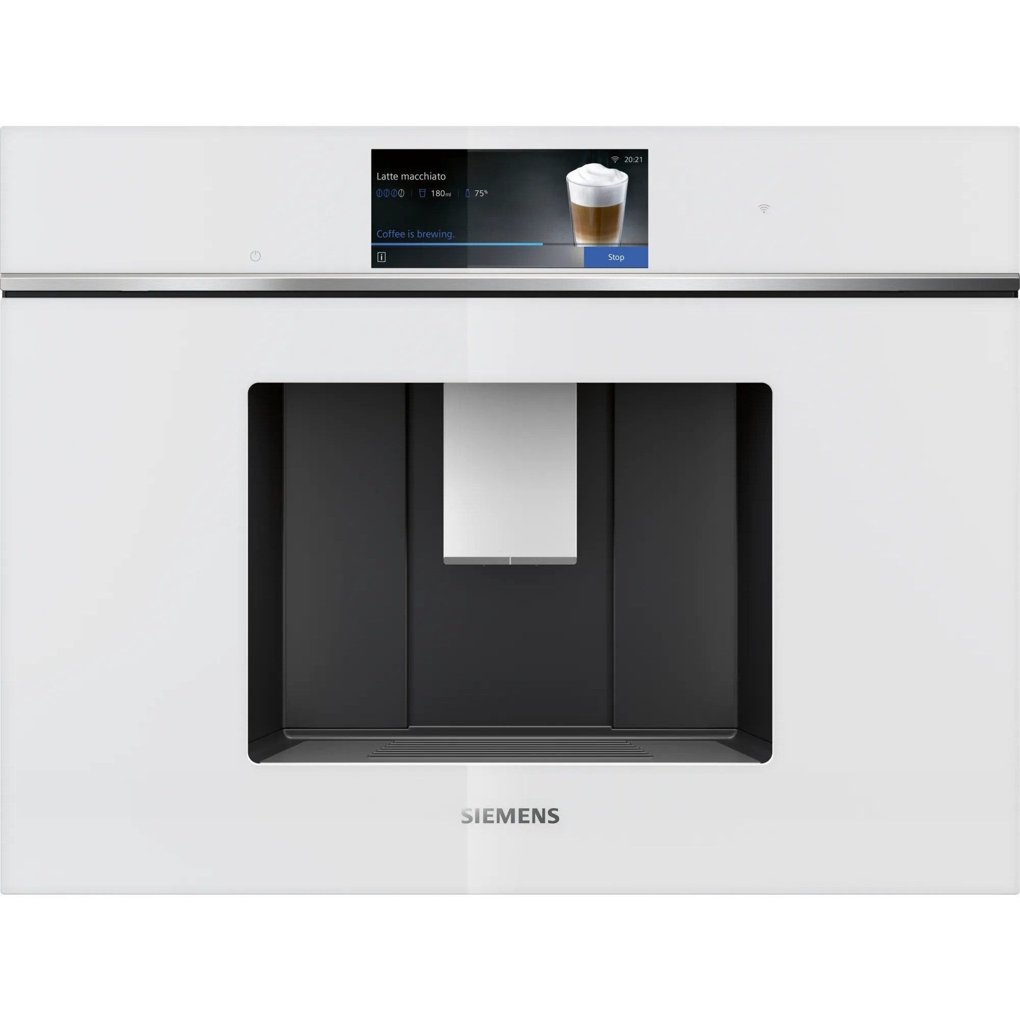 Siemens Einbau-Kaffeevollautomat CT718L1B0 in moderner Küchenzeile integriert