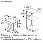 Siemens Einbau-Kaffeevollautomat mit TFT-Touchdisplay und integriertem Milchbehälter