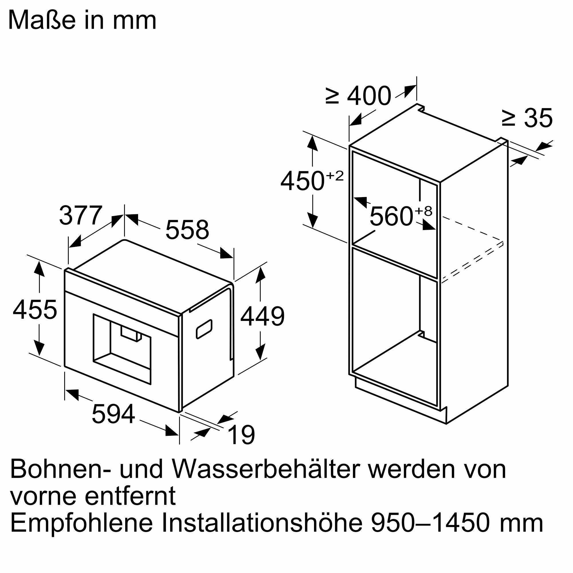 Siemens Einbau-Kaffeevollautomat mit TFT-Touchdisplay und integriertem Milchbehälter