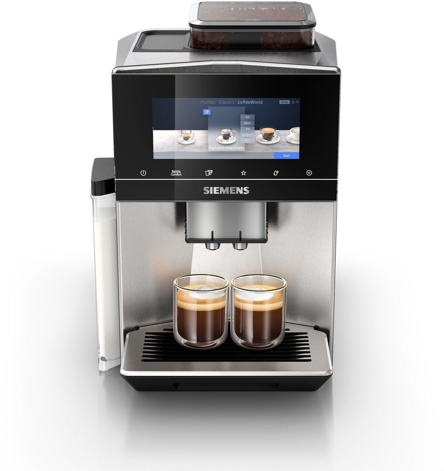 Siemens EQ.900 Kaffeevollautomat aus Edelstahl mit großem Touchscreen