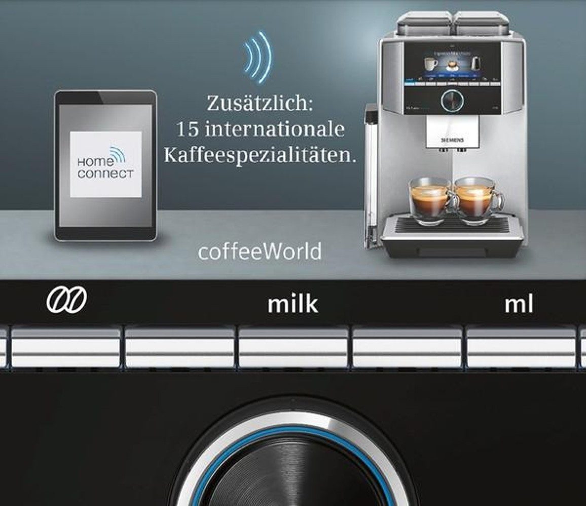 Siemens TI957FX5DE EQ.9 plus Kaffeevollautomat in Schwarz mit Milchbehälter