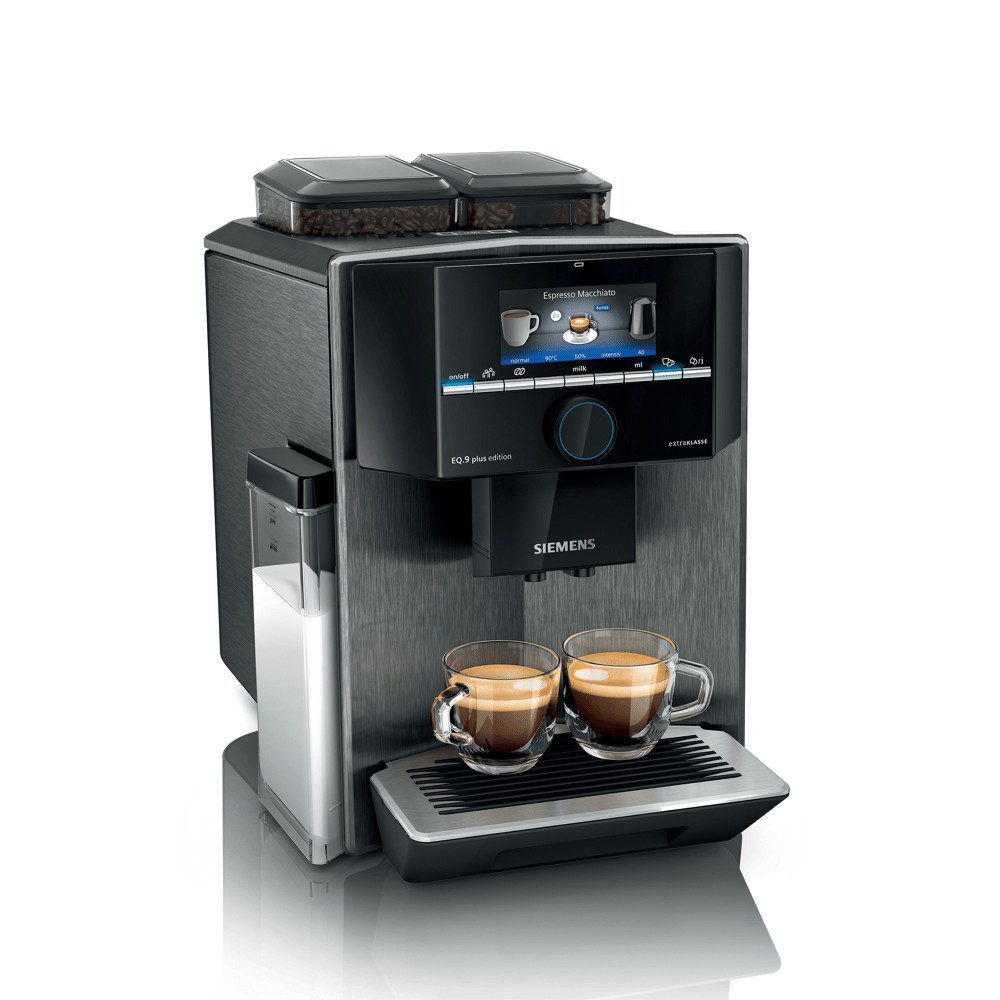 Siemens TI957FX5DE EQ.9 plus Kaffeevollautomat in Schwarz mit Milchbehälter