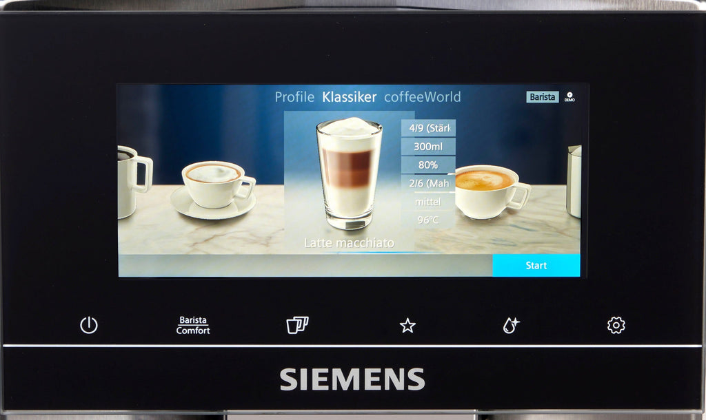 Siemens TQ903D03 Kaffeevollautomat in mattem Edelstahl mit Touchscreen