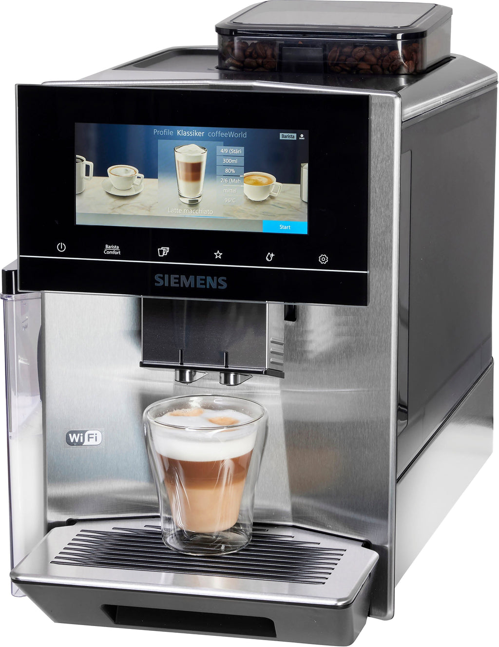 Siemens TQ903D03 Kaffeevollautomat in mattem Edelstahl mit Touchscreen