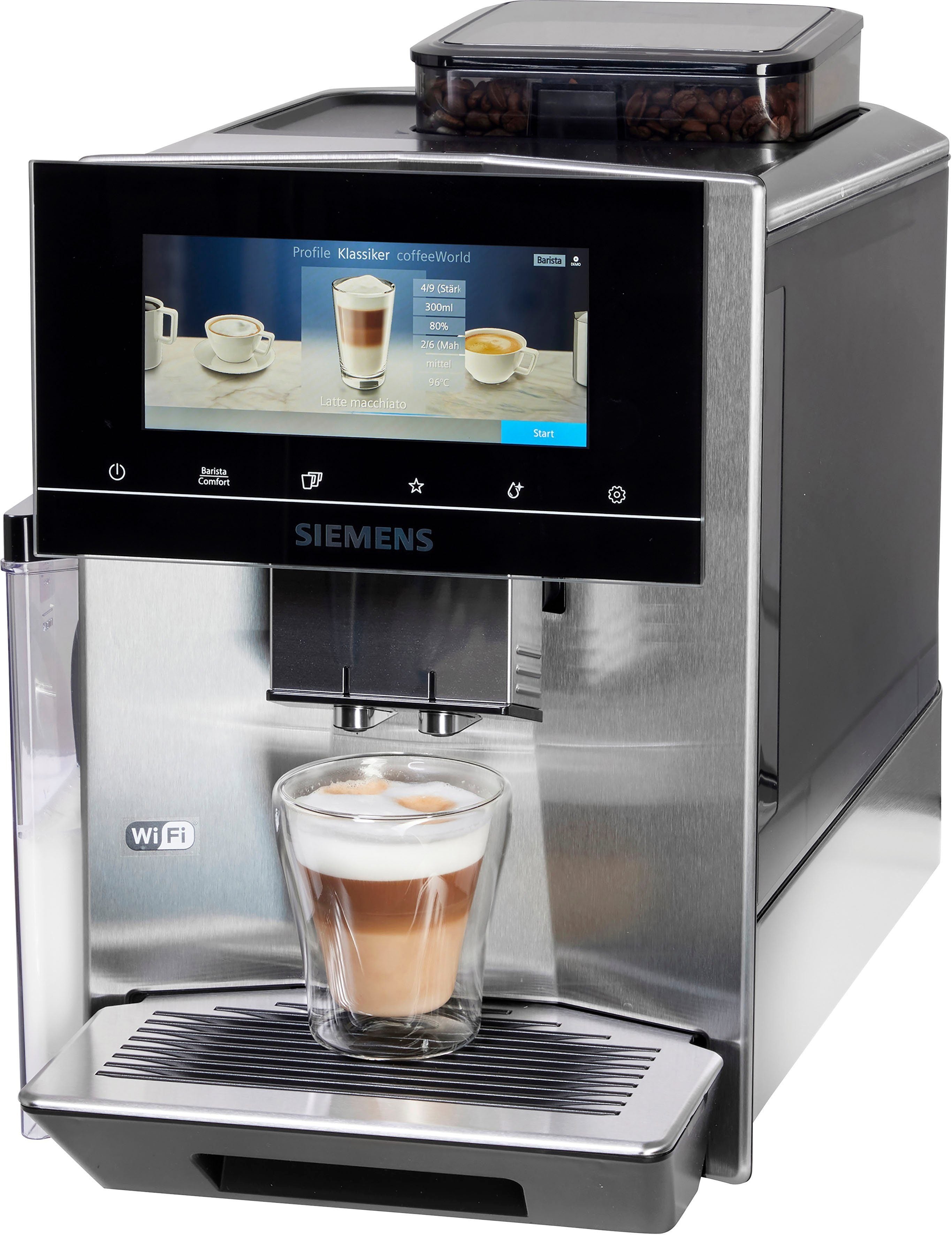 Siemens TQ903D03 Kaffeevollautomat in mattem Edelstahl mit Touchscreen