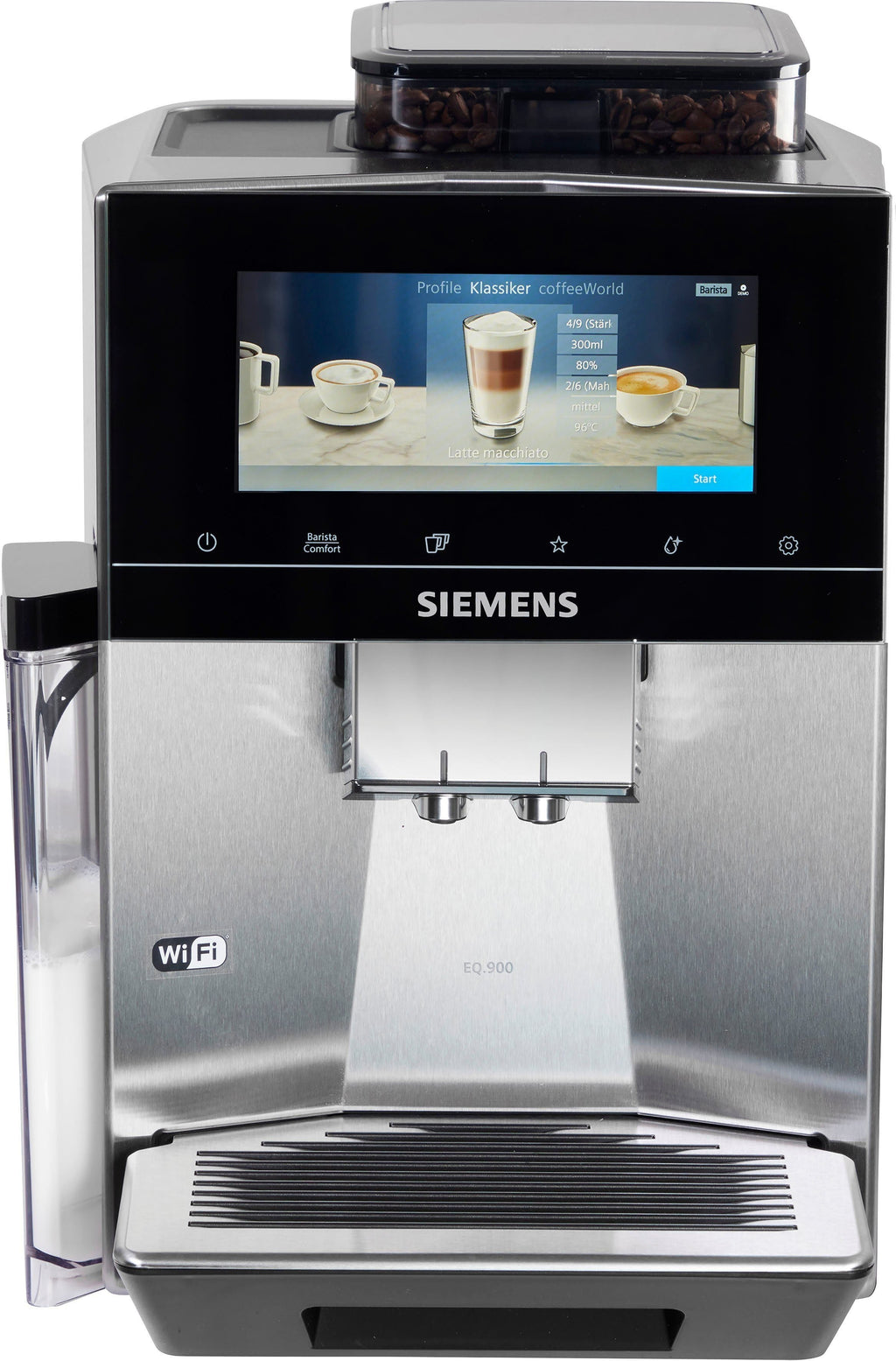 Siemens TQ903D03 Kaffeevollautomat in mattem Edelstahl mit Touchscreen