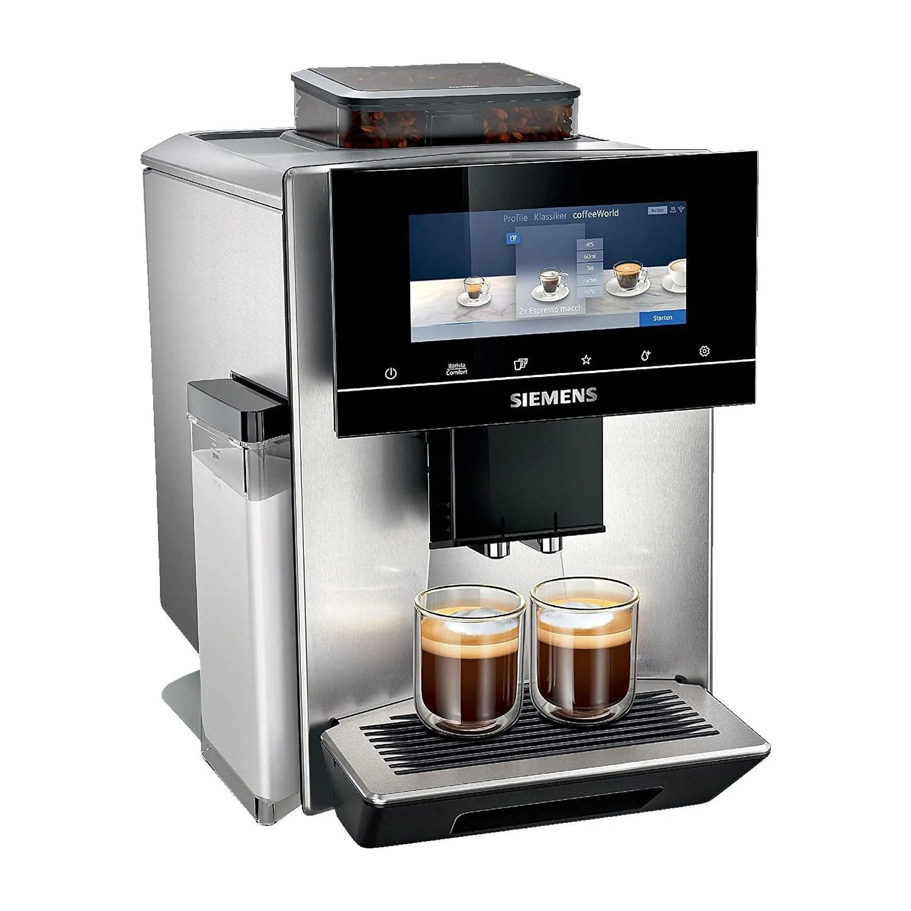 Siemens TQ907D03 Kaffeevollautomat mit Dual-Bohnenbehälter-System und Touchdisplay